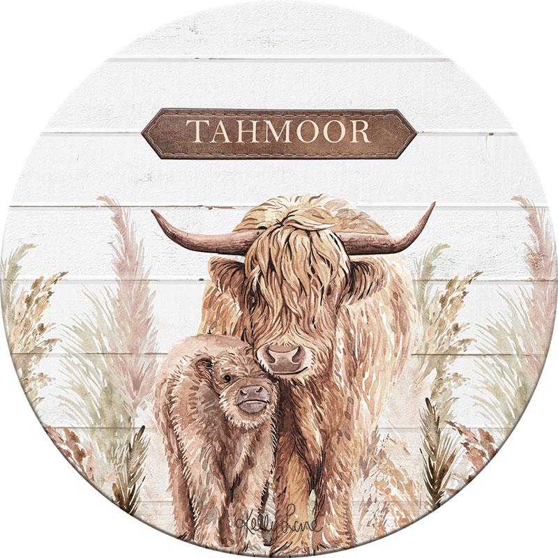 16cm Round Trivet with Highland Cow Design by Kelly Lane