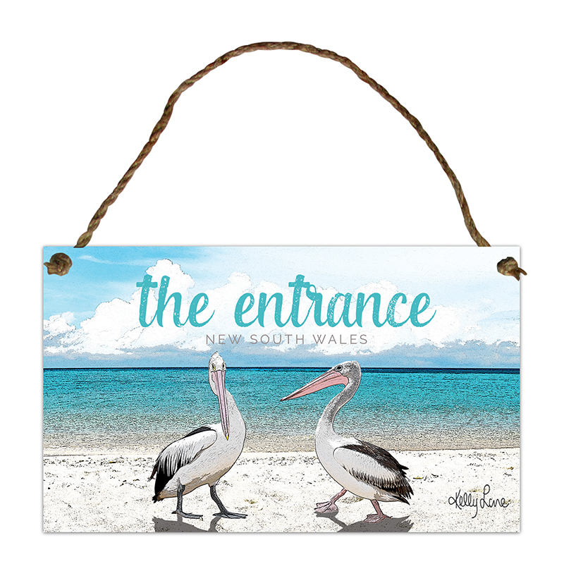 18x30cm Hanging Tin Sign Pelican by Kelly Lane