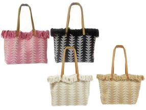 52x35cm Fringed Canvas Zigzag Fashion Bag 6 Asst
