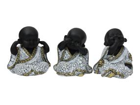 11cm Wise Tan Buddha Monk in Pebble Finish 3 Asstd