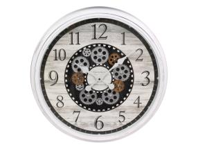55cm White Clock with Moving Cogs (Window Box)