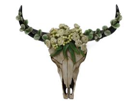 31cm Eucalyptus Design Cow Skull Wall Hanger