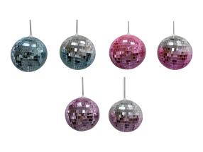 15cm Mirrored Disco Ball 6 Asstd