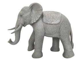 35cm Standing Grey Elephant with Brushed Silver