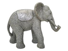 11cm Standing Grey Elephant wotj Brushed Silver