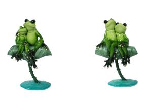 16cm Sitting Marble Frog on Lily Pad 2 Asstd