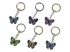 Sparkly Butterfly Key Ring 6 Asstd
