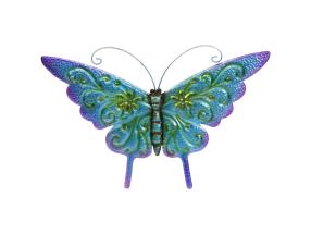 43cm Metal Blue Butterfly Wall Art