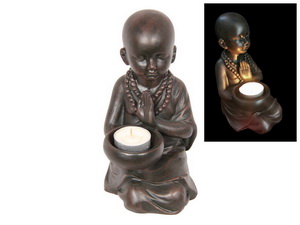 32cm Buddha Monk Holding Praying Bowl/Candle Holder