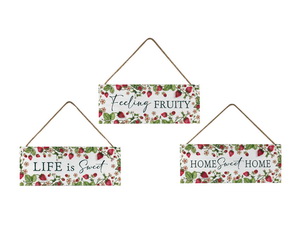 26cm Hanging Plaque with Strawberry Design & Positive Affirmation Message